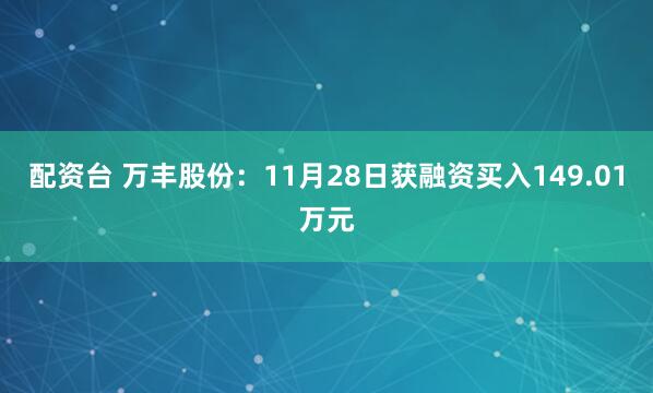 配资台 万丰股份：11月28日获融资买入149.01万元